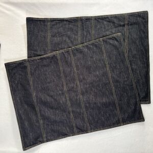 COUNTRY LIVING Denim Pillow Shams Black Standard Queen Pocket Pillow Cases 2